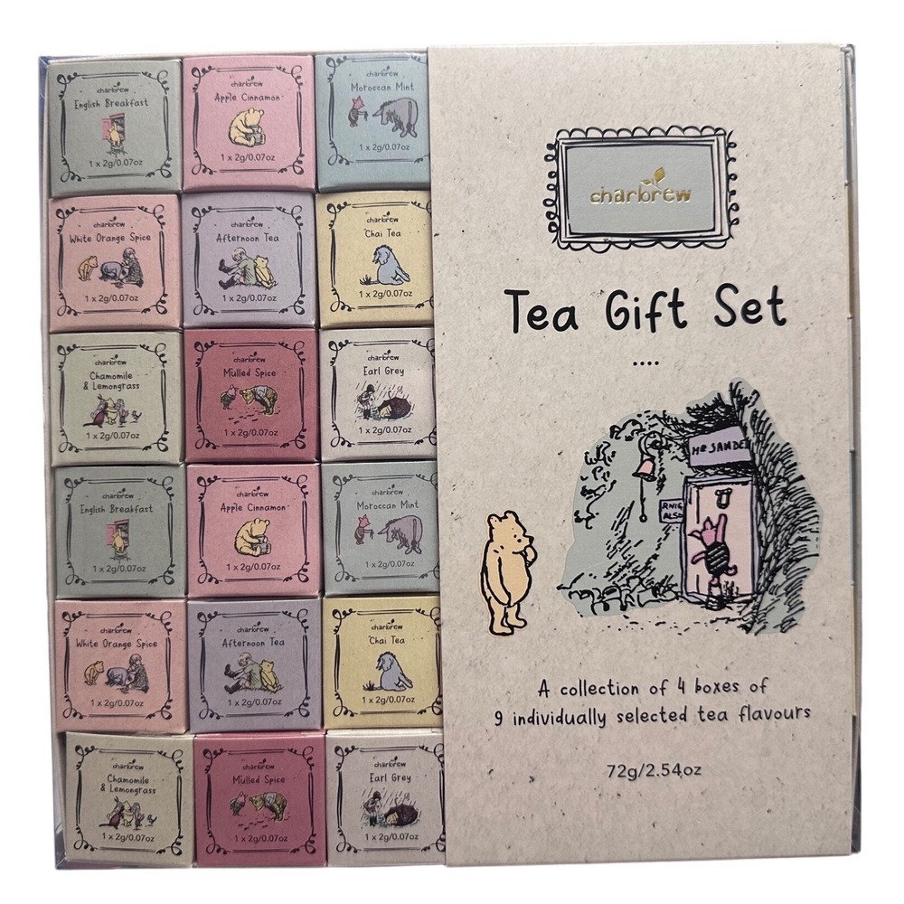 Charbrew Winnie the Pooh Herbal Hot Tea Gift Set 9 Flavors Disney Chai Spice